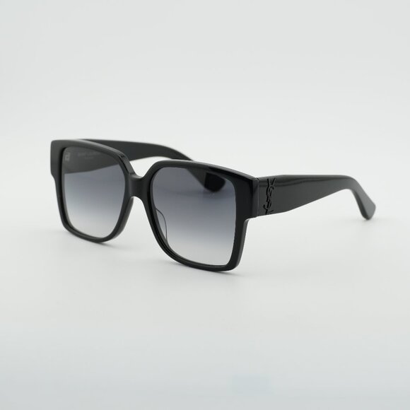 Saint Laurent SL M9 002 Sunglasses Shiny Black Square Frame, Grey Lenses main image 8